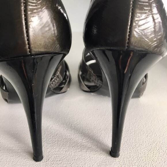 Gorgeous Guess Marciano pewter/silver strappy leather heels size 7.5 - Picture 16 of 16